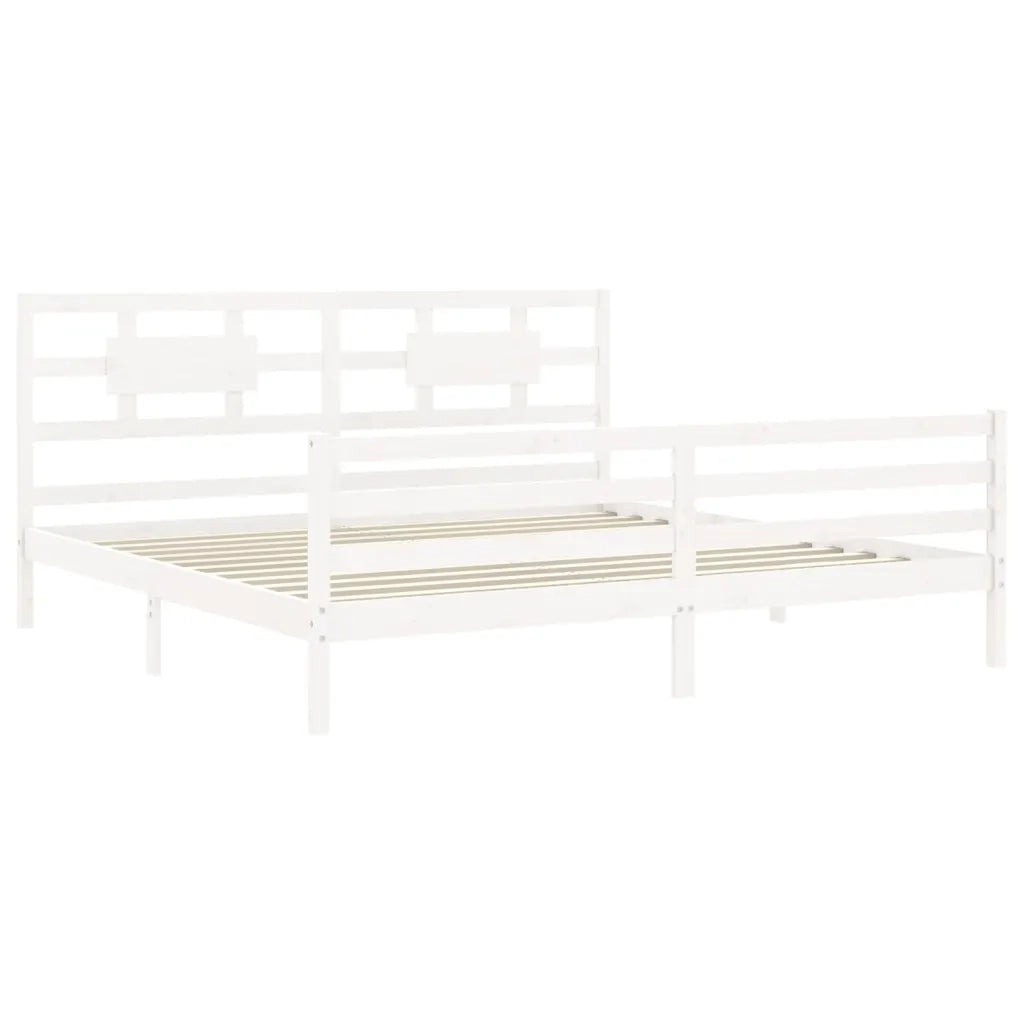 Giroletto con Testiera-Struttura Letto con testiera Bianco 200x200 cm in Legno Massello 898930