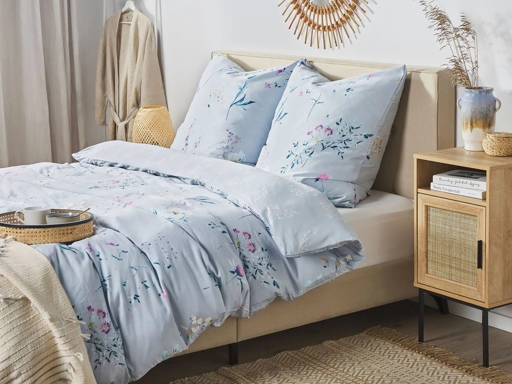 Set di biancheria da letto 135 x 200 cm in cotone a fiori moderno