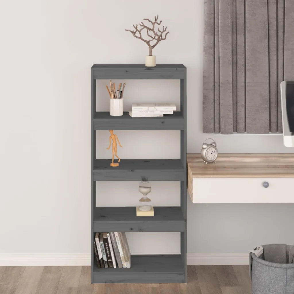 Libreria/Divisorio Grigio 60x30x135,5 cm Legno Massello di Pino 808170