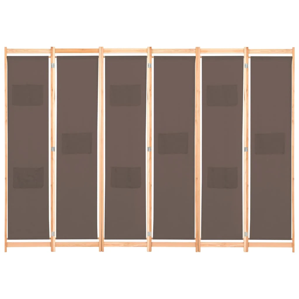Divisorio divisorio mobile decorativo 6 pannelli marrone 240 x 170 x 4 cm tessuto 0802090