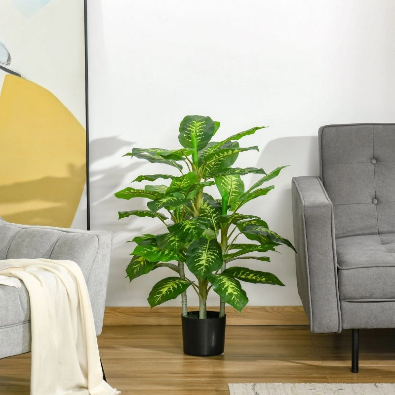 Pianta artificiale, pianta in plastica, vaso in cemento, per interni ed esterni, 95 cm, verde