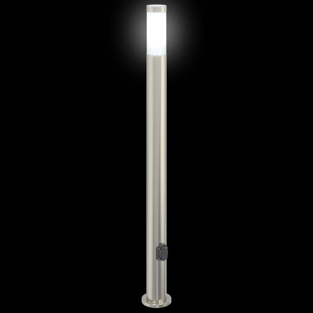Lampioni a colonnina con presa elettrica 3 pz 110 cm Acciaio Inox IP44 4006016
