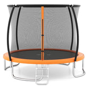 Trampolino da esterno 305 cm con rete di sicurezza e scala, Trampolino ricreativo pesante per bambini e adulti Arancione-Trampolini