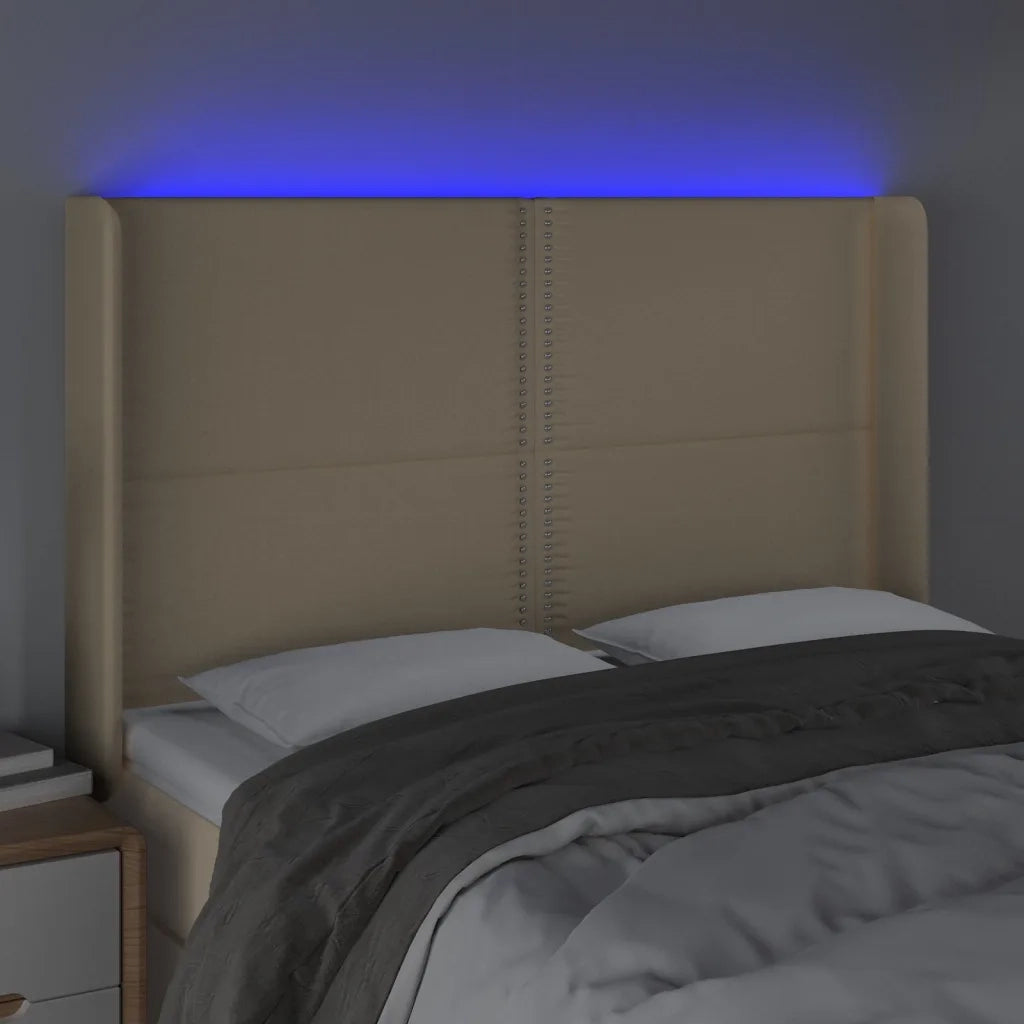 Testiera a LED Crema 147x16x118/128 cm in Tessuto 3123911