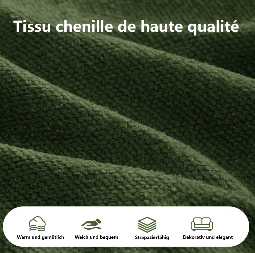 Divano modulare senza struttura con chaise longue profonda 122 cm in chenille verde
