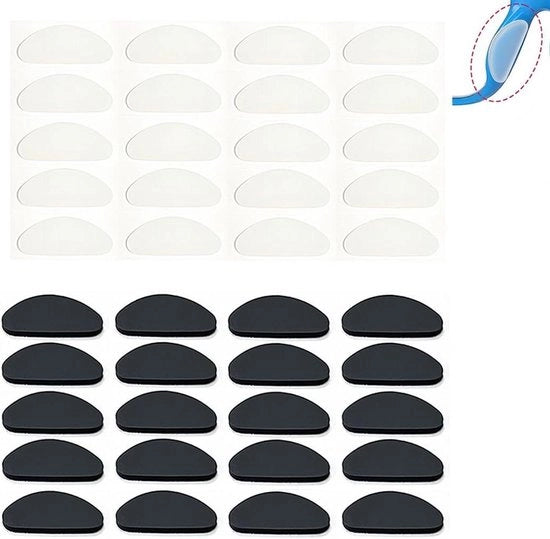 Pannelli adesivi per occhiali in silicone, 20 paia, per occhiali da sole e da vista, adesivi non scivolosi, morbidi