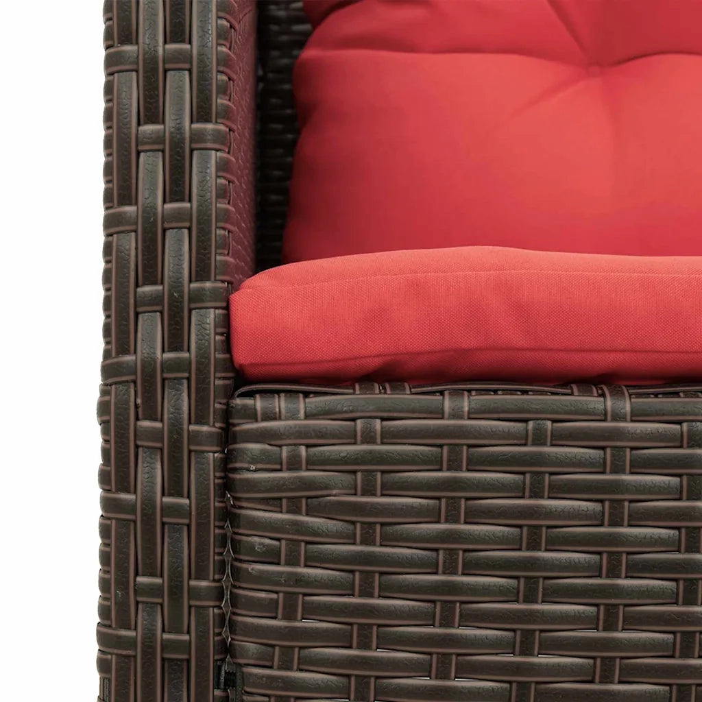 Set Divano da Giardino 6 pcs Marrone e Rosso polyrattan 4104707