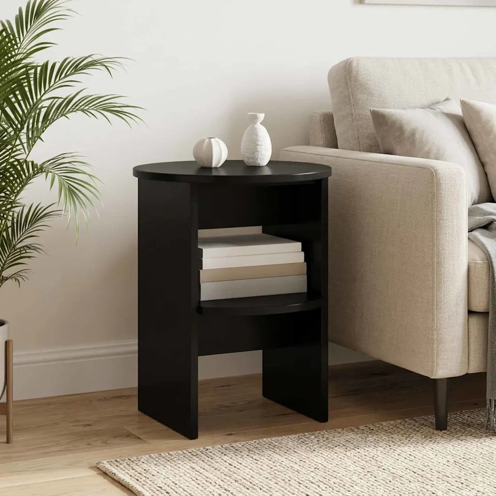 Mobile laterale 2 pcs Nero Ø40 x 50 cm Legno ingegnerizzato 899819