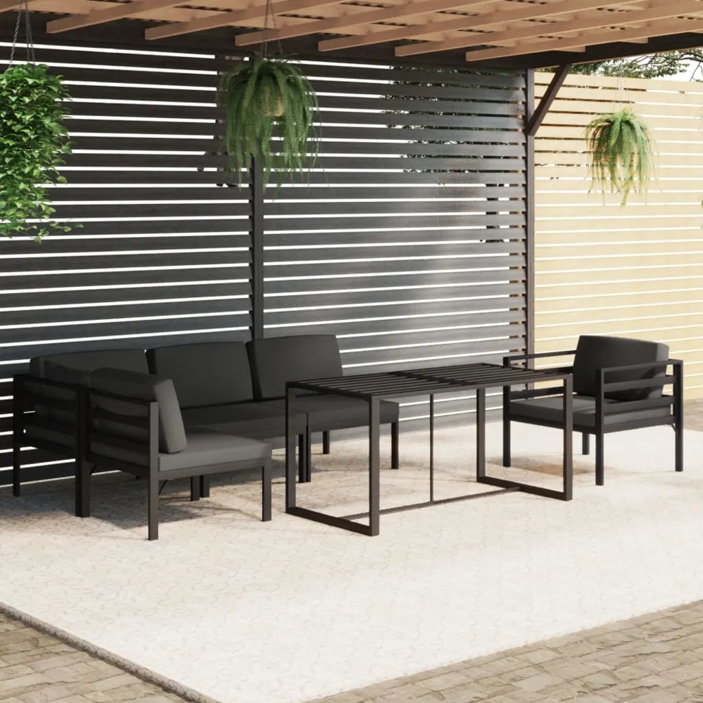 Set Divani da Giardino 6 pz con Cuscini in Alluminio Antracite cod mxl 41639