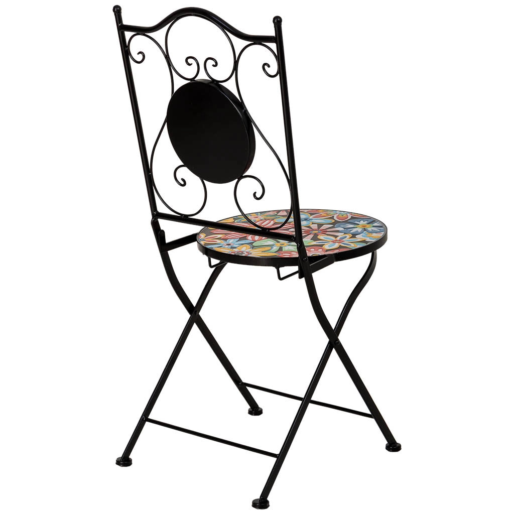 Set tavolo e 2 sedie in metallo, 60x60x75h cm, 38x46x90h cm