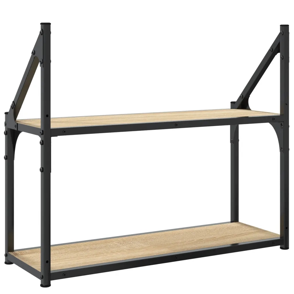 Mensola da Parete | Mensola sospesa a 2 ripiani in rovere Sonoma 60x21x51 cm in legno ingegnerizzato