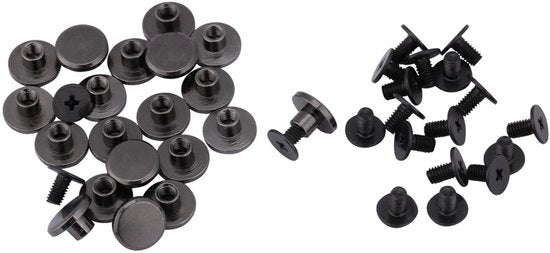 Set di chiodi a vite in ottone per artigianato in pelle - 20 pezzi - 5 mm/8 mm - testa a coperchio nera