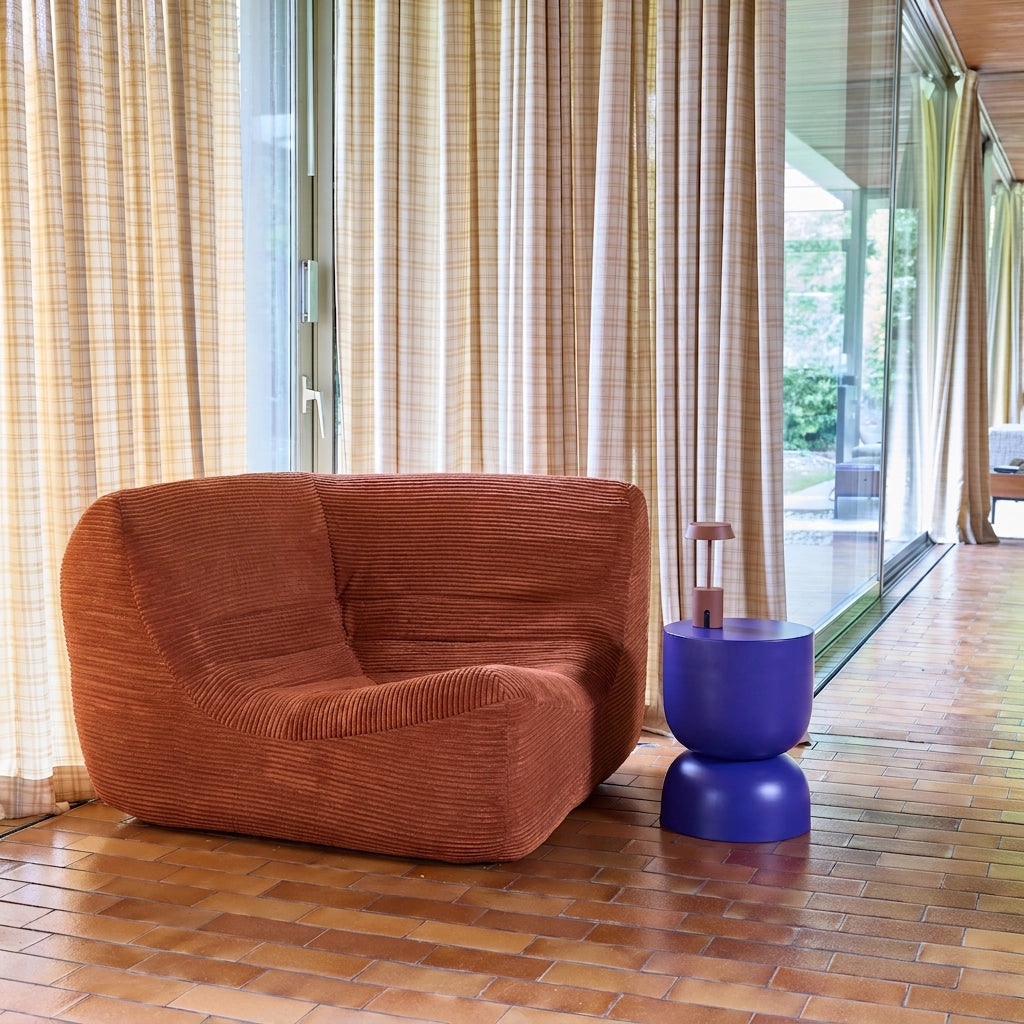 Poltrona angolare in velluto a coste, 1 posto, terracotta