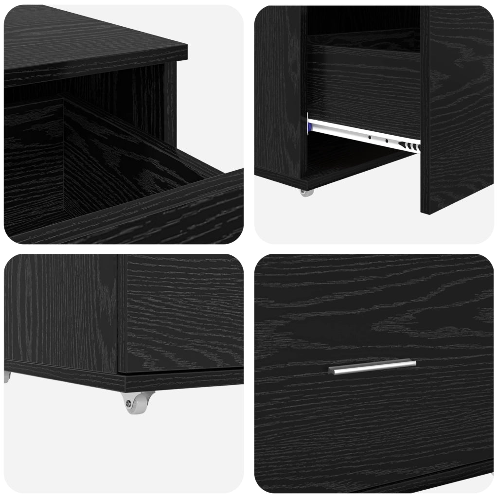 Mobile con Cassetti Rovere Nero Legno Ingegnerizzato Compatto