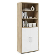 Credenza Valsesia, Buffet da soggiorno, Madia da salotto, Dispensa da cucina, 89x40 h222 cm, Quercia e Bianco