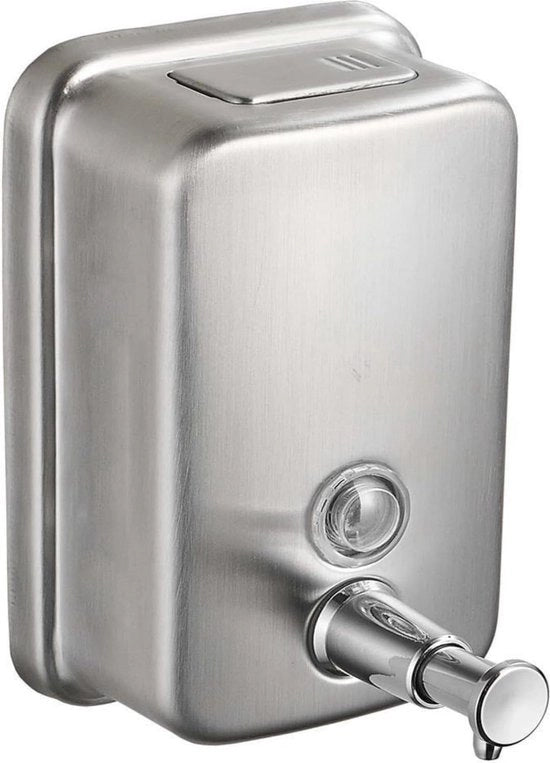Dispensatore di sapone per mano montato a muro - Dispensatore di sapone per mano manuale - Dispensatore di sapone per mano a spinta - Apparecchio di pulizia essenziale e utile - Adatto per la camera da bagno - Color argento - 500 ml.