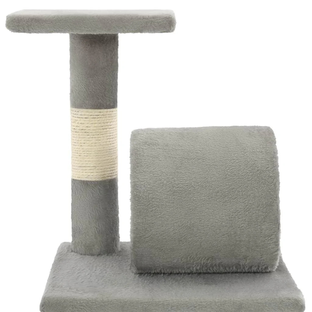 Tiragraffi albero per gatti cuccia per gatti peluche in sisal 65 cm grigio 3702123
