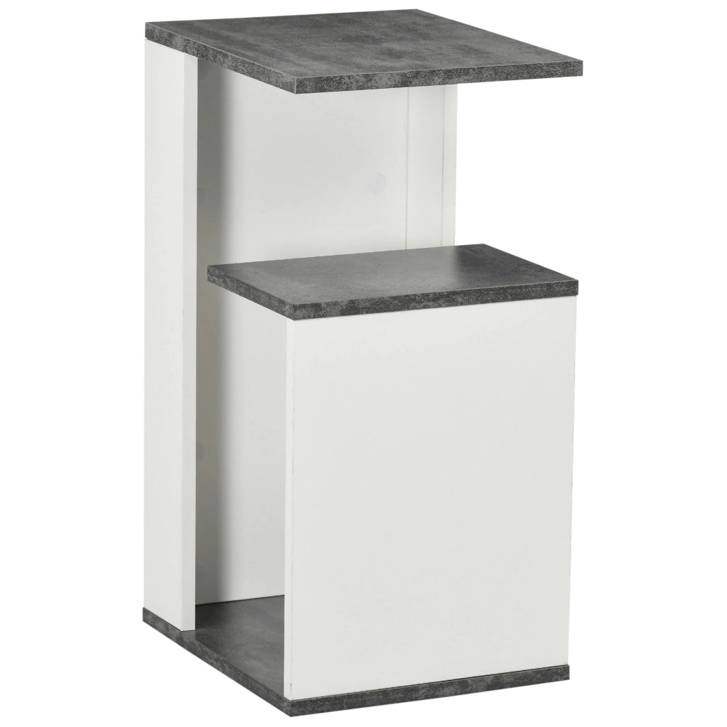 EasyComfort Comodino con Ripiano Aperto in Truciolato dal Design Irregolare, 35x29.5x60 cm, Grigio e Bianco