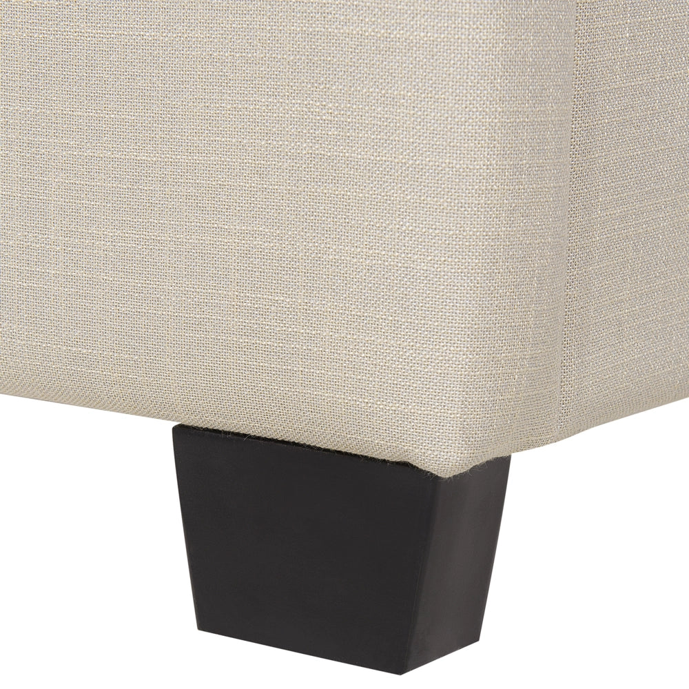 Letto Imbottito di colore Beige Effetto Lino a Doghe Gambe in Legno 180 x 200 cm matrimoniale