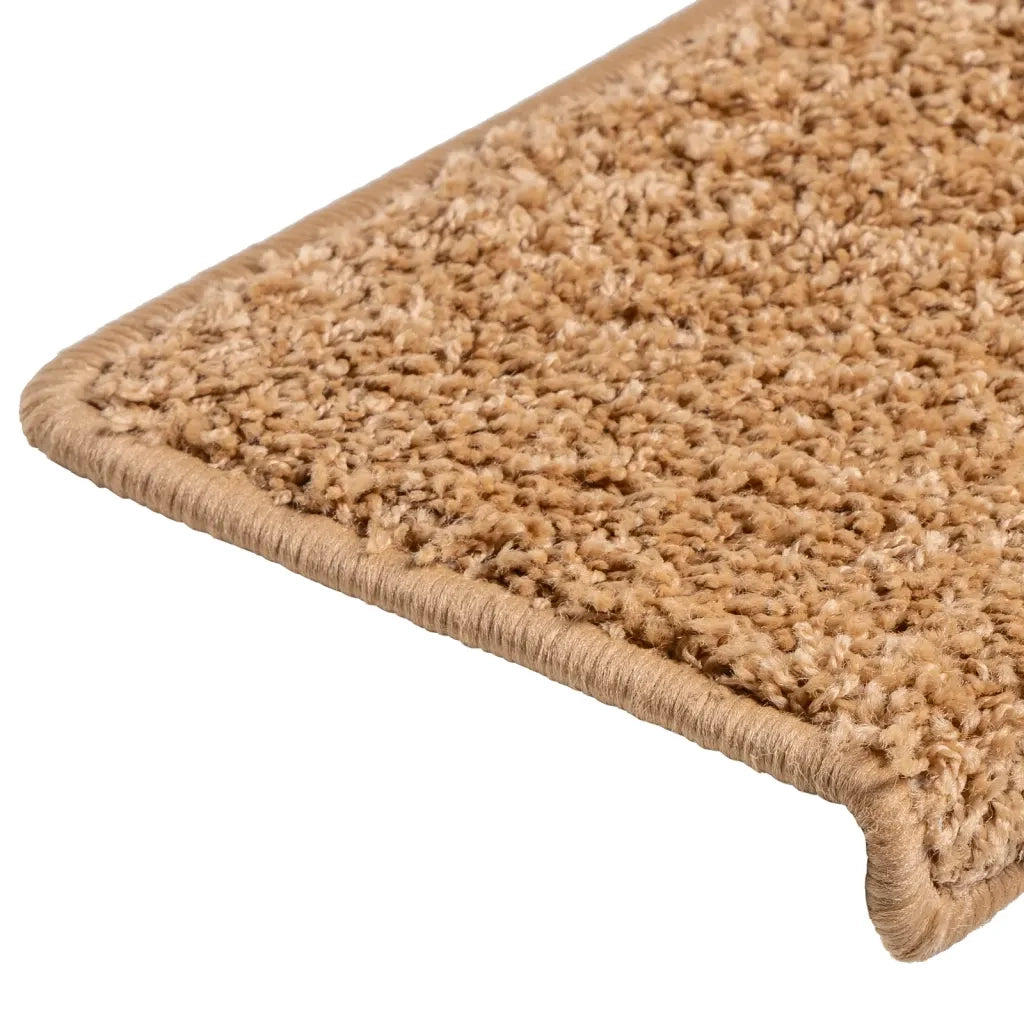 Tappetini per scale 15 pz 65x21x4 cm Beige Bordo rettangolare 134577