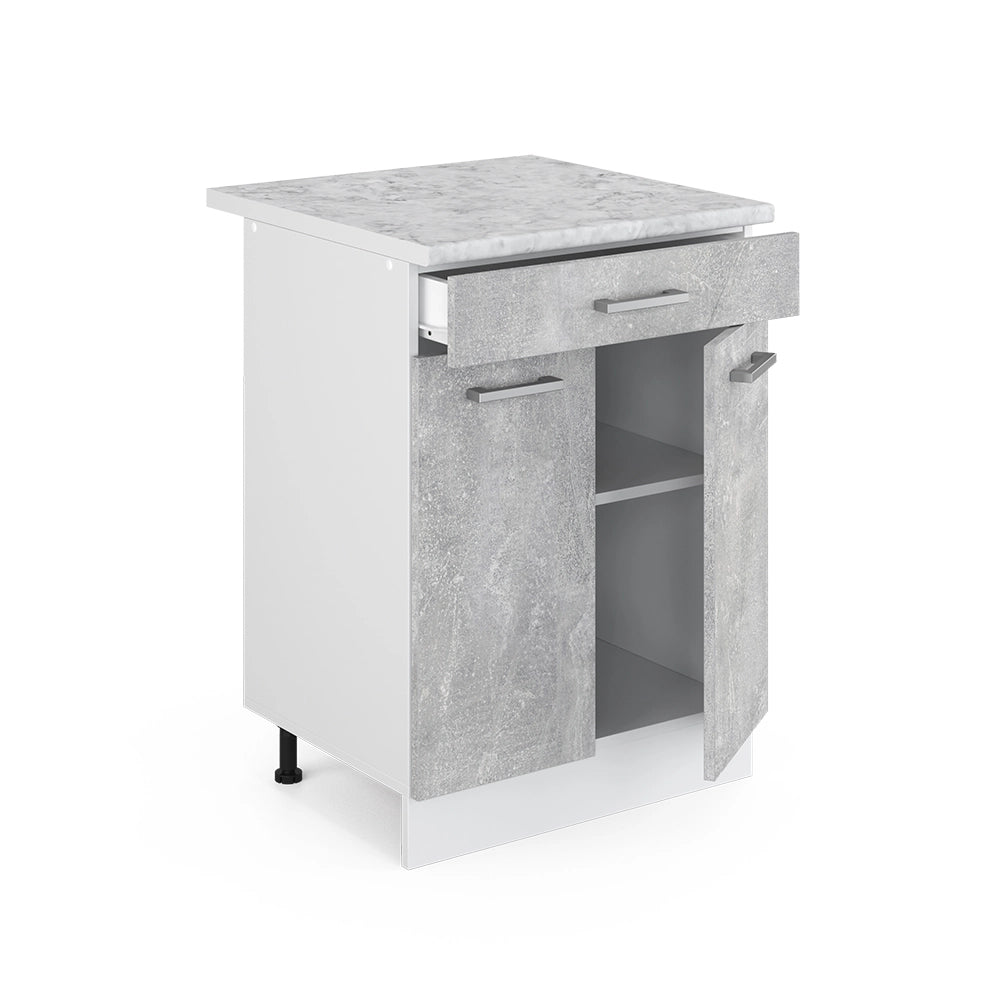 Vicco Mobiletto base per cucina Calcestruzzo 60 cm con cassetto PL Marmo