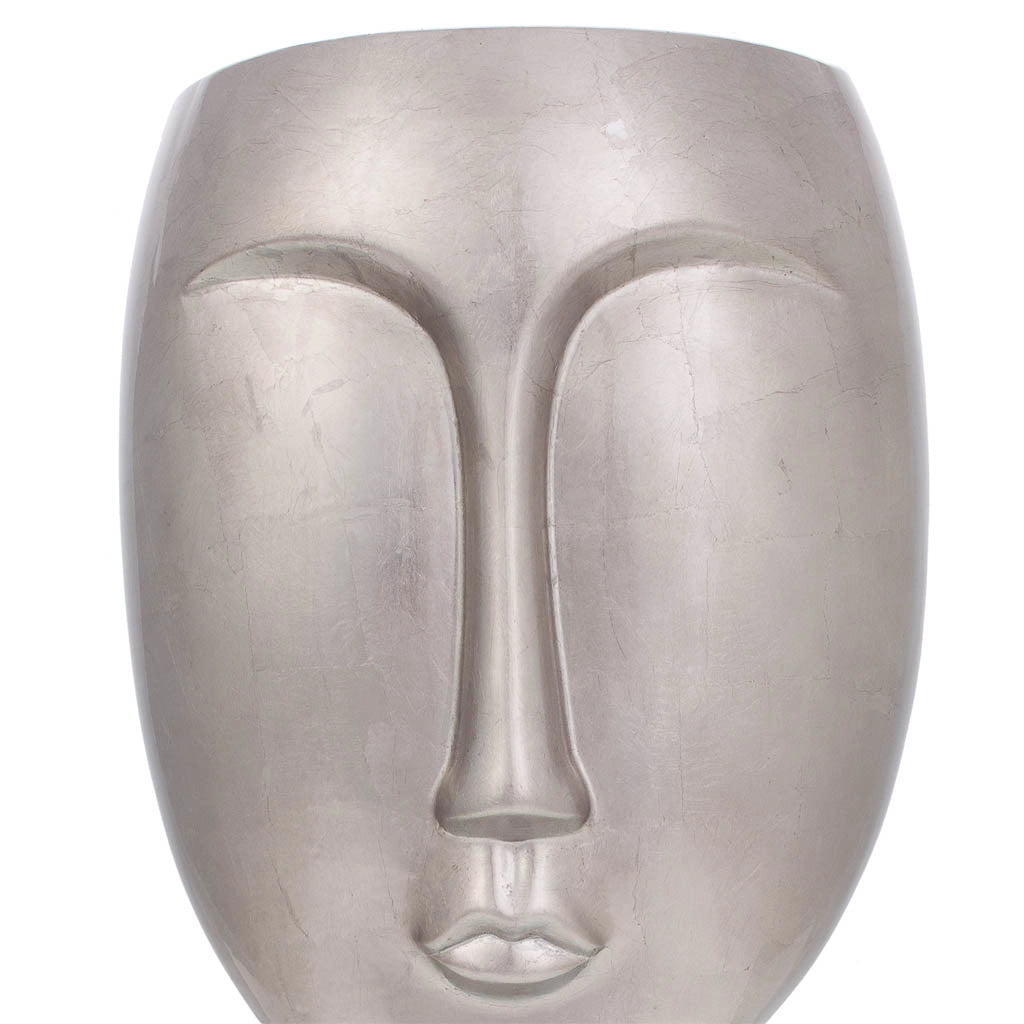 Figura viso in ceramica grigia 25,5x25,5x52h