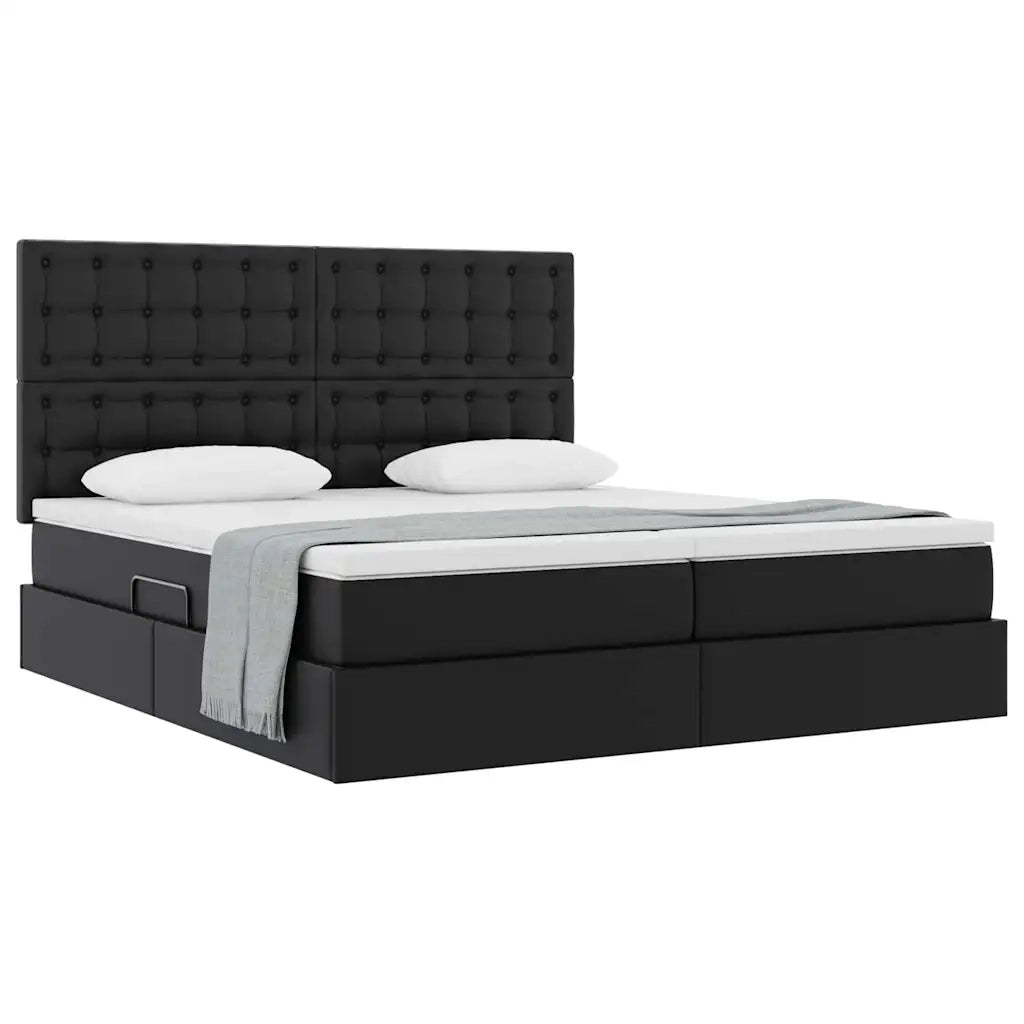 Letto con contenitore e materasso Nero 200 x 200 cm