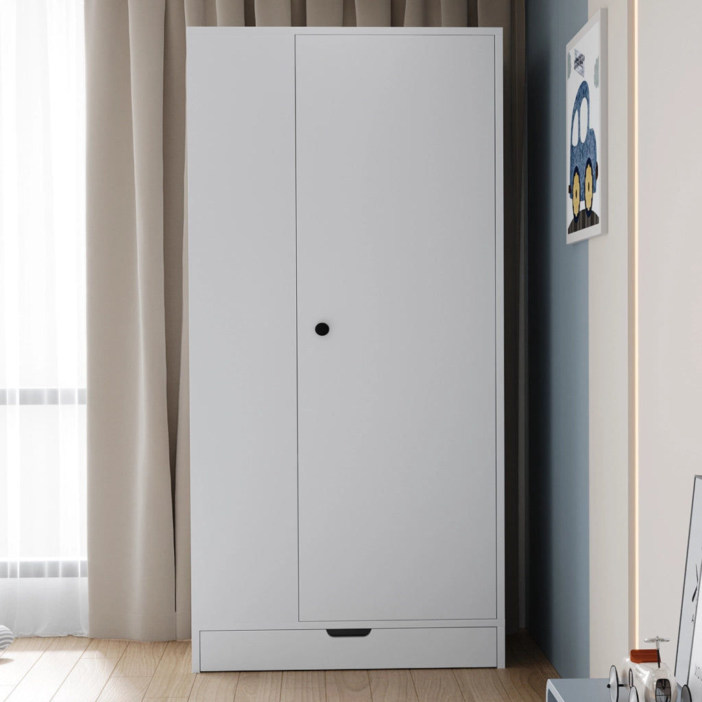 Armadio 70x40x170 cm con ripiani e anta in legno bianco