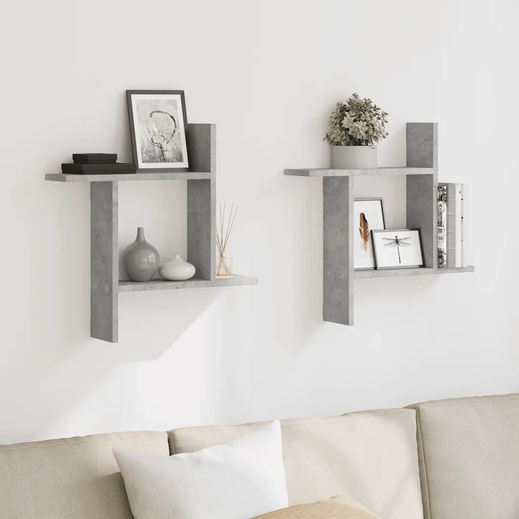 Mensole a Muro 2pz Grigio Cemento 50x12x50 cm in Truciolato 853257