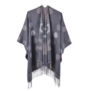 Mantella/scialle da donna autunnale in cashmere con nappe e spacco, stile coreano, graziosa sciarpa/mantella