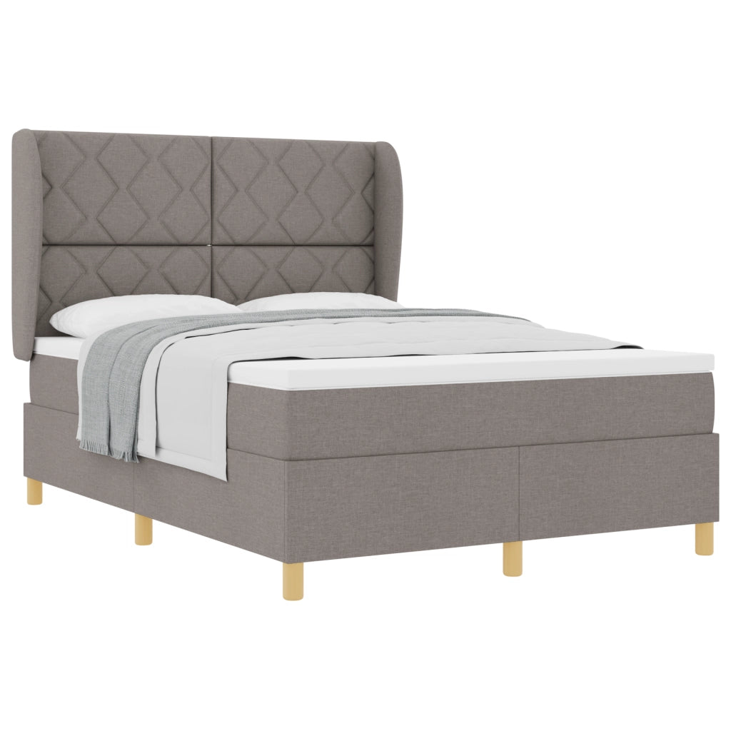 letto box spring  con materasso tortora 160x200 cm tessuto