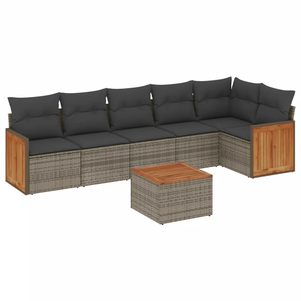 Set Divani da Giardino 7 pz con Cuscini Grigio in Polyrattancod mxl 88404