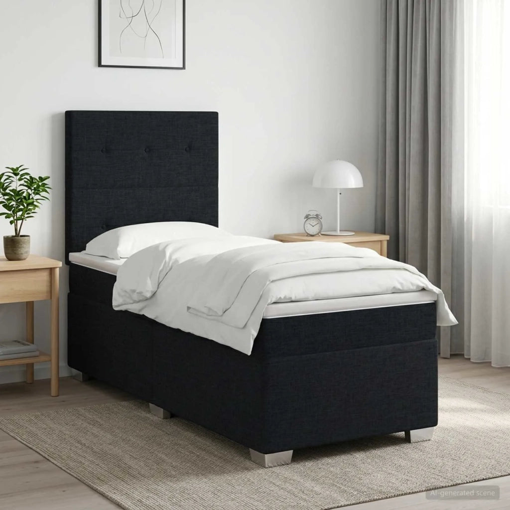 Letto box spring con materasso Nero 100 x 200 cm Tessuto 3453341