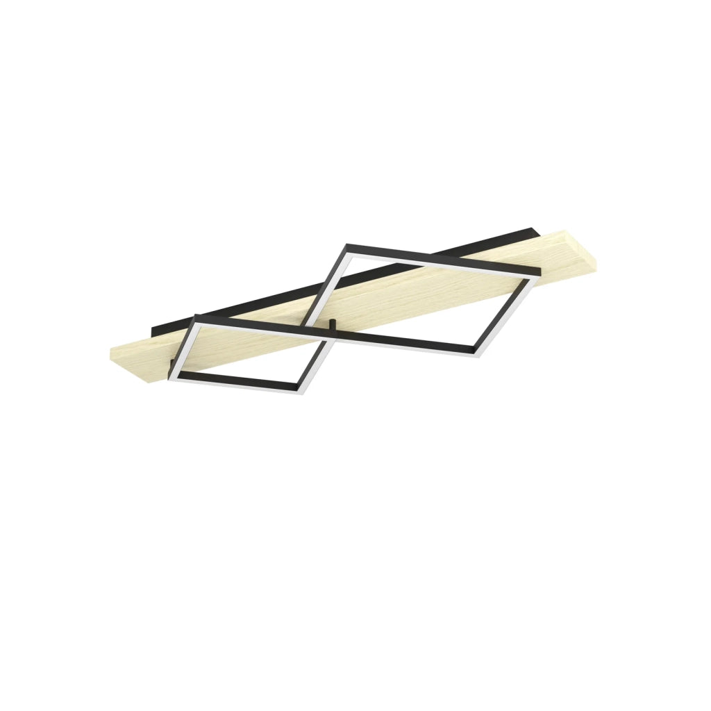 Plafoniera Rustica Country Boyal Metallo Marrone 2 Luci Led 28W 1750+2050Lm