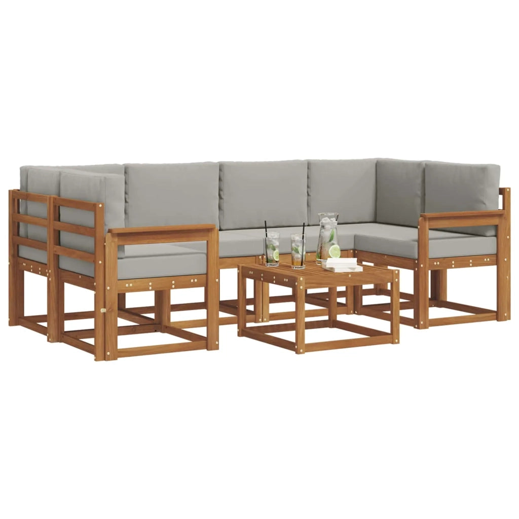 Set di divani da esterno 7 pcs Grigio Naturale e Chiaro 3366069