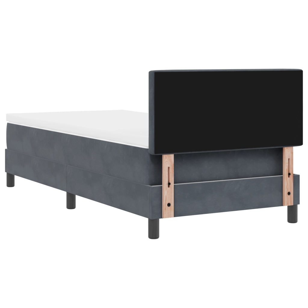 Letto Box Spring con Materasso Grigio Scuro 90x200 cm Velluto