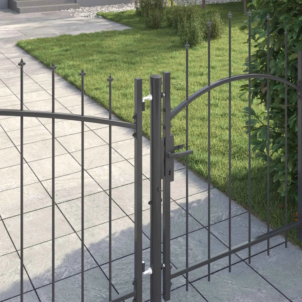 Cancello da giardino Woerden Grigio 125 x 400 cm Acciaio 42008908