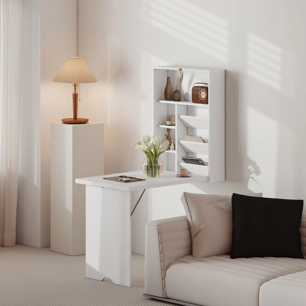 Scrivania a muro pieghevole ¨C zephmum ¨C bianco 93.8x60x147 cm