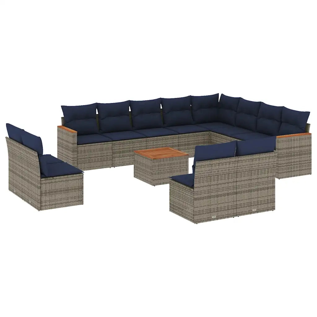 Set Divani da Giardino 13 pz con Cuscini Grigio in Polyrattan 3226481