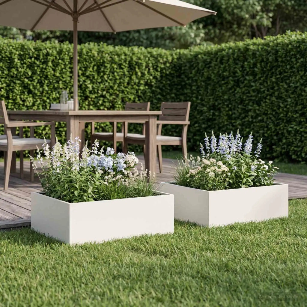 Vaso da giardino 2 pz Bianco 60 x 60 x 20 cm 8004997
