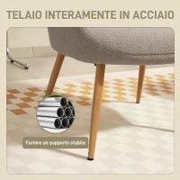 Poltrona Moderna in Tessuto Sherpa Imbottita con Schienale Alto e Braccioli, Grigio