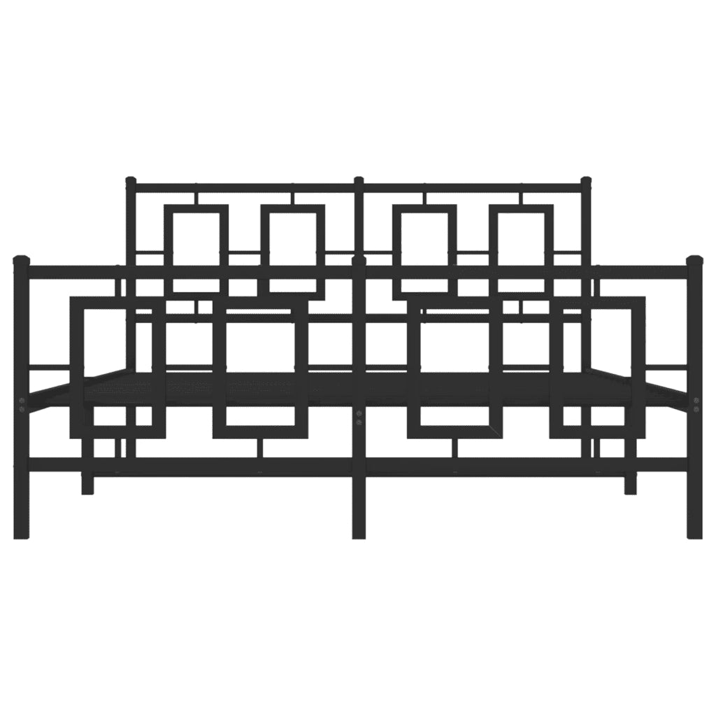 Giroletto con Testiera e Pediera Metallo Nero 135x190 cm 374258