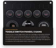 Pannello di commutazione a 5 gang con USB - Adatto per auto e marine - 12-24V - Voltmetro - Installazione facile - Adatto per diverse applicazioni
