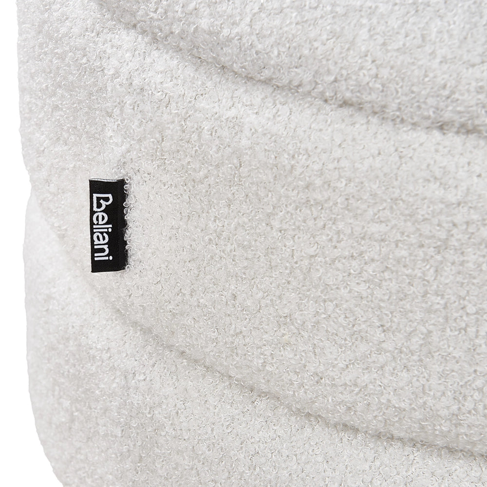 Sgabello Boucle bianco con gambe in legno imbottite Stile moderno