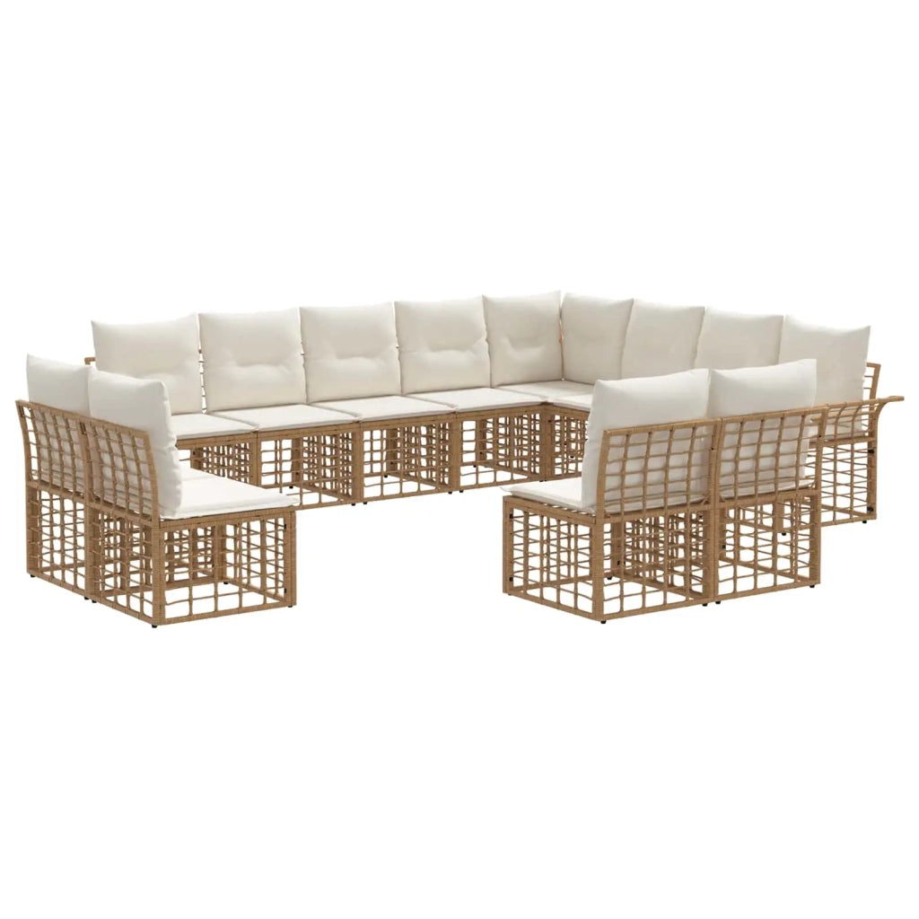 Set di divani da esterno 12 pcs Naturale e Bianco Crema 3437794