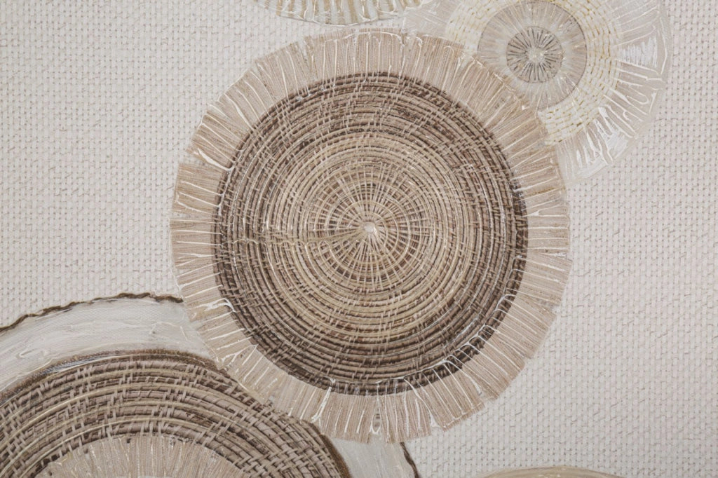Dipinto su Tela Circly con Inserti 2 50x3,2x100 cm in Legno e Tessuto