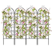 Pergola decorativa da esterno per piante rampicanti fiori verdure, Arco da giardino 180x50cm in metallo Nero 4 Pezzi-Decorazioni da giardino