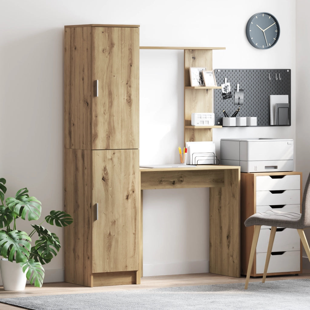 Scrivania con archiviazione Rovere Artigianale Legno Ingegnerizzato