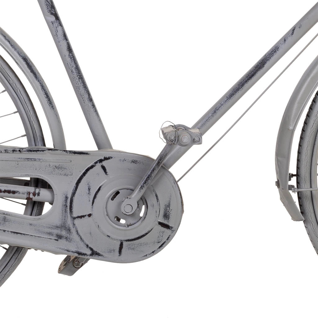 Mobile da ingresso in legno e metallo laccato argento 198x50x94h