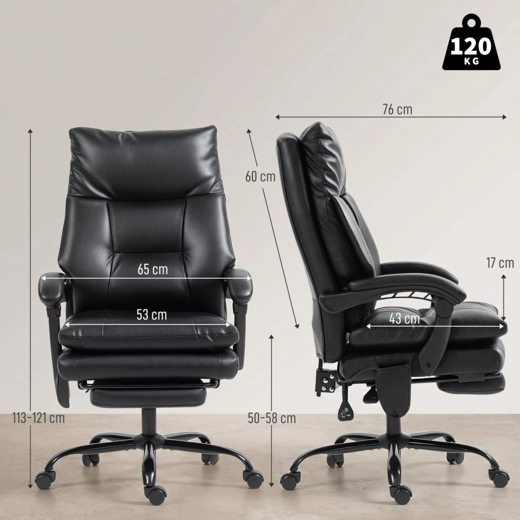 Sedia da ufficio ergonomica ¨C zephmum ¨C nero, imbottita, reclinabile, con supporto lombare